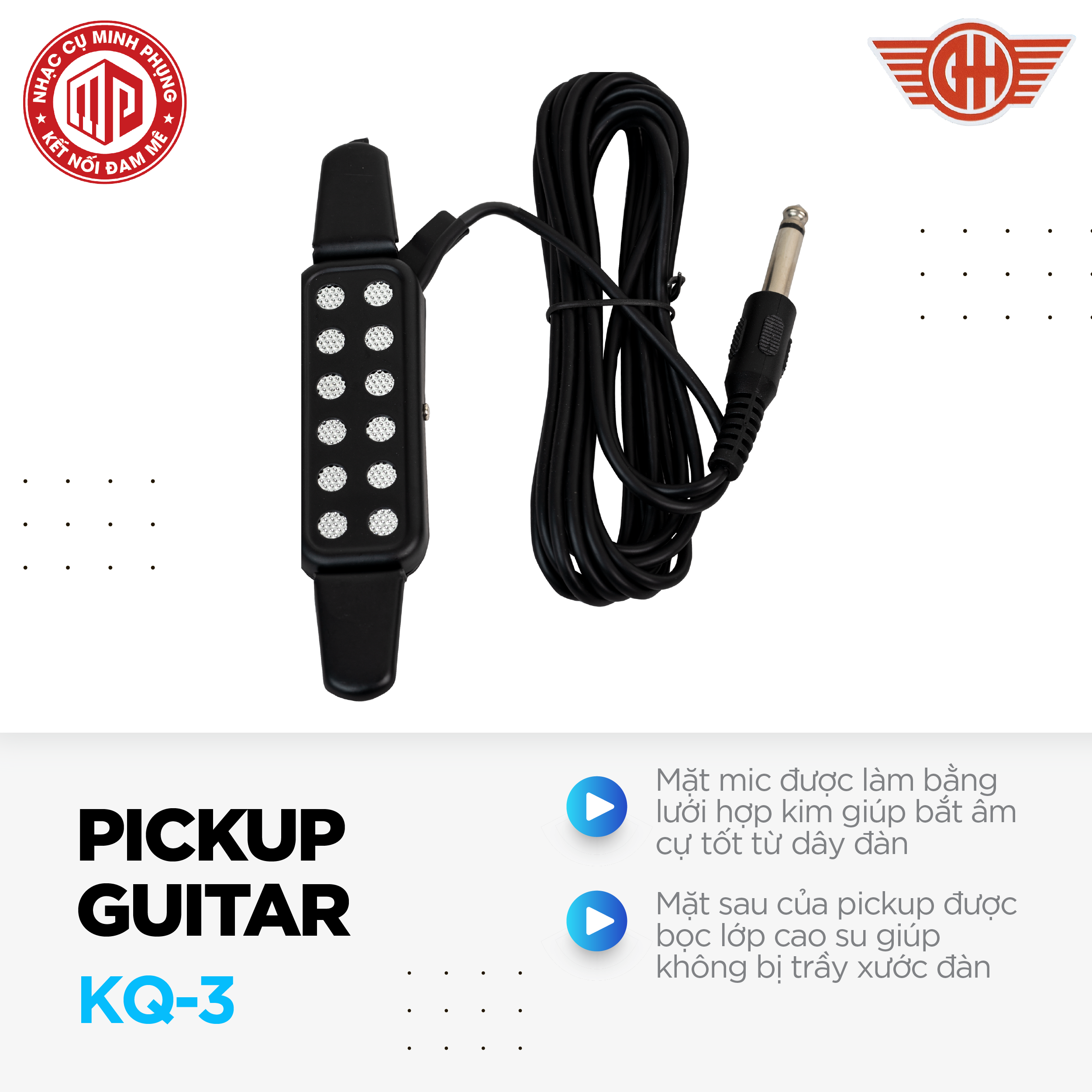 Pickup, Pick up, Pick-up Guitar - Kzm Kurtzman KQ-3 (KQ3) - Tương thích với tất cả các loại Guitar - Hàng chính hãng