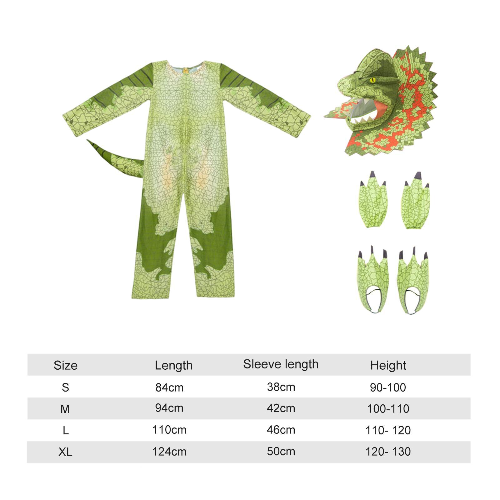 Kids Dinosaur Costume Unisex Green Suit for Dress up Party Cosplay Toddler