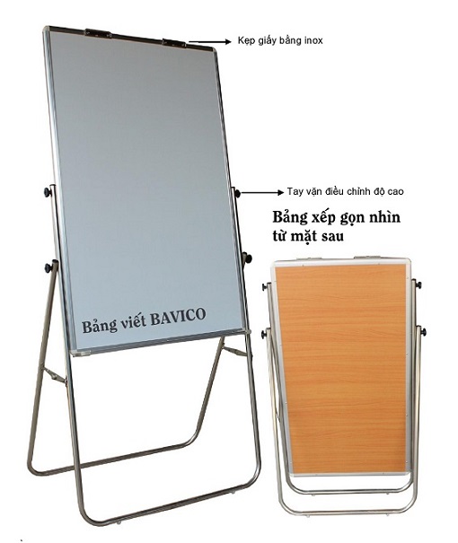 BẢNG FLIPCHART VIẾT BÚT LÔNG TỪ LAMINATE CHÂN INOX KT 100x120cm