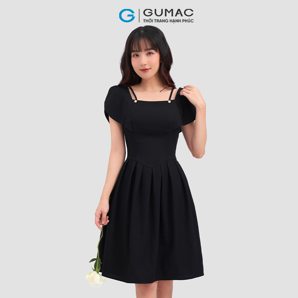 Đầm  xếp ly phối ngọc DC12029 thời trang GUMAC