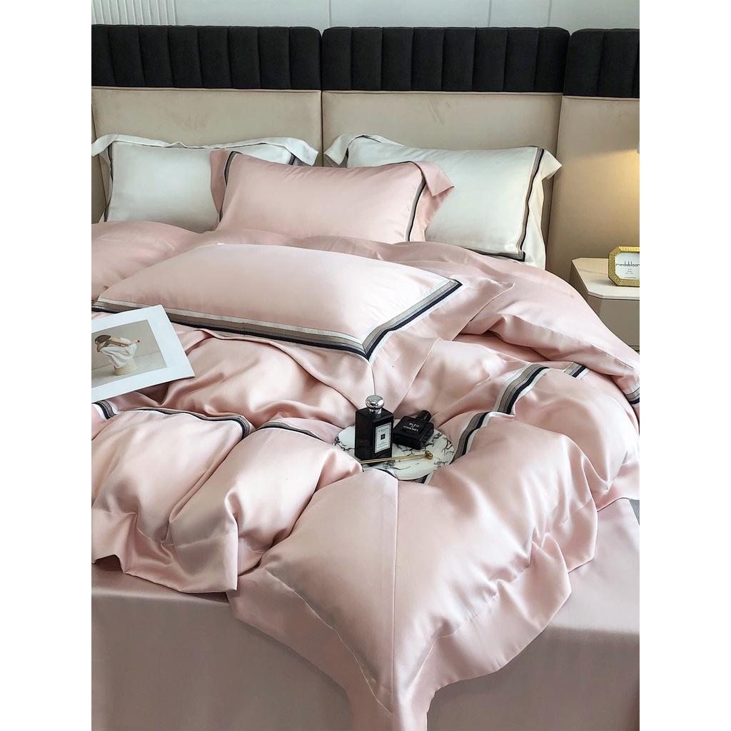 Bộ chăn ga gối 100%Tencel 120s cao cấp Frame Embroidery, phong cách châu âu sang trọng cổ điển