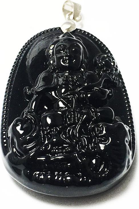 Mặt dây bản mệnh khắc ngài Phổ Hièn Bồ Tát đá tự nhiên cho người tuổi Thìn - tuổi Tỵ Bạc QTJ - MDNA10