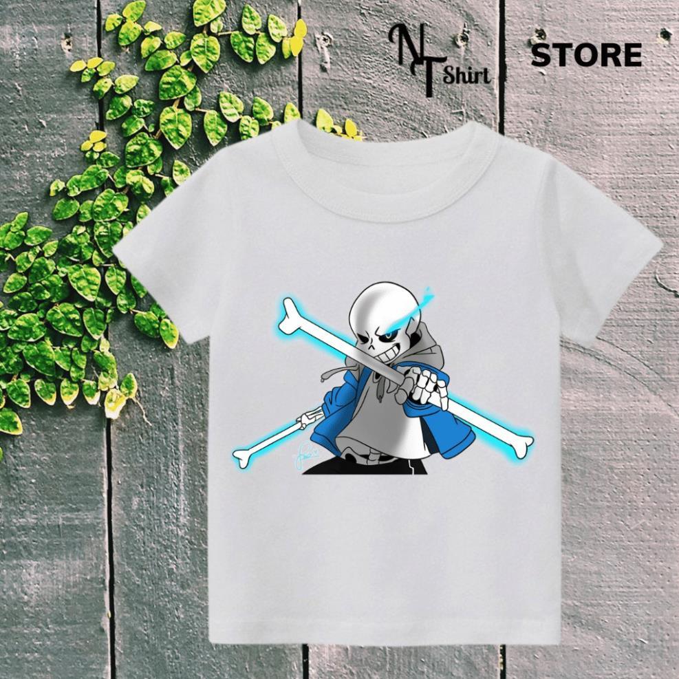 Áo thun bé trai và bé gái, Áo phông trẻ em in hình Sans Undertale, Áo cotton xịn mặc mát thoải mái NTshirt 08