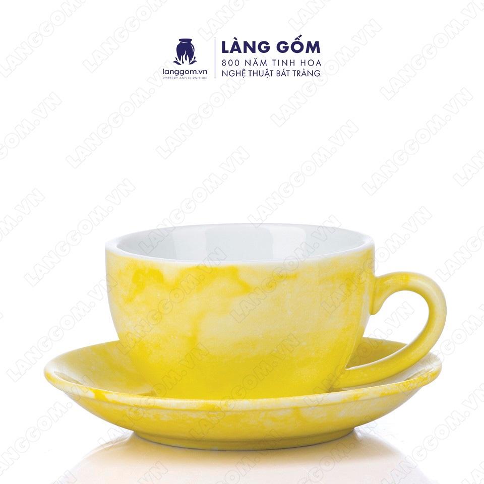 Cốc uống nước, Ly sứ vân đá dáng cốc Cappuccino dung tích 220ml - Gốm sứ Bát Tràng cao cấp - Làng Gốm Bát Tràng