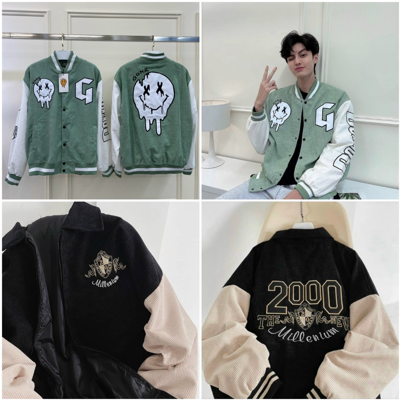 Hình ảnh Áo Nhung Gân Unisex Kiểu Bomber In Chữ G Nam Nữ Cặp Đôi HOT RẺ ĐẸPÁo Khoác Chống Nắng 200 Rộng Tay Dài - Couple Jacket [ ẢNH THẬT] - THIÊN HÀ SHOP ÁO KHOÁC BOMBER NHUNG