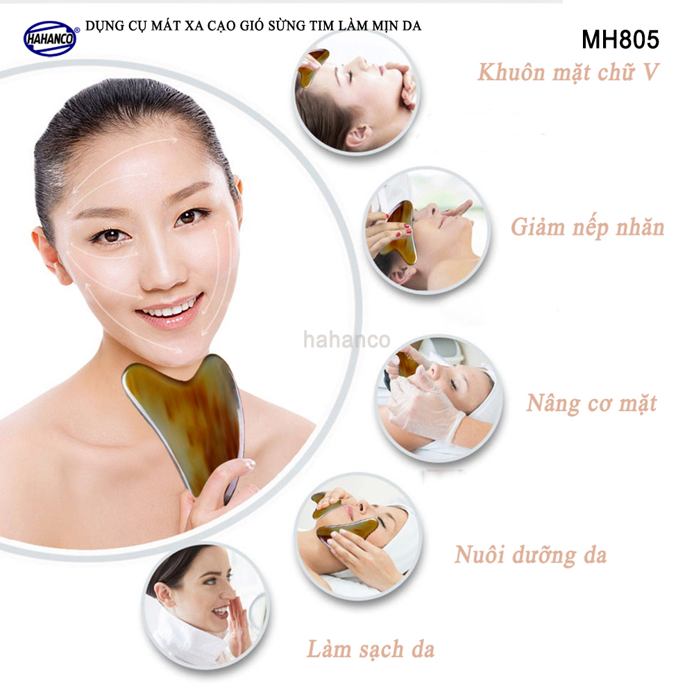 Dụng cụ Mát xa (MH805) Cạo gió sừng tim làm mịn da mặt và toàn thân - Chăm sóc sức khỏe - HAHANCO