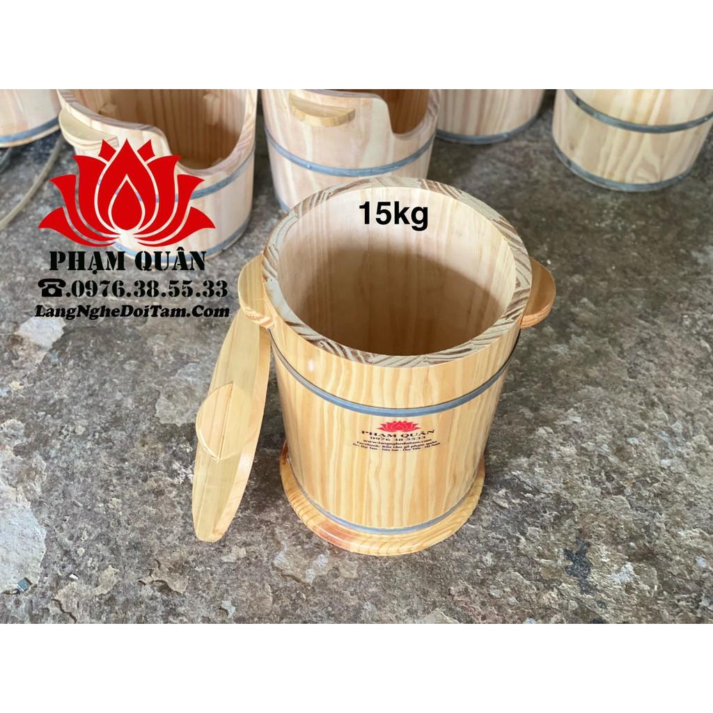 Thùng gỗ đựng gạo 10kg, thùng đựng gạo bằng gỗ phong thuỷ