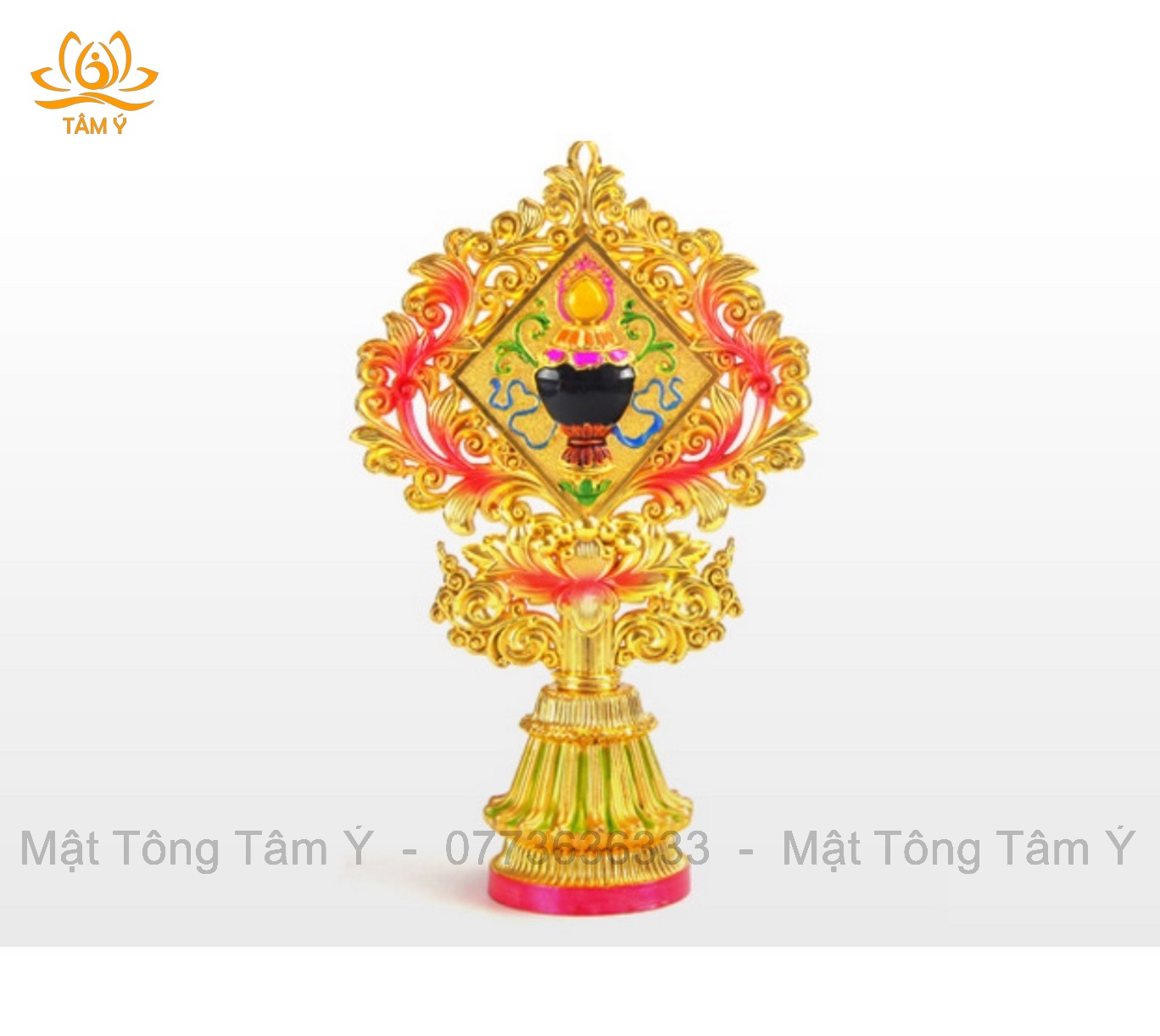 Bộ Bát Kiết Tường họa tiết tinh xảo màu sắc rực rỡ siêu đẹp bằng hợp kim mật tông Tâm Ý pháp bảo kim cương thừa