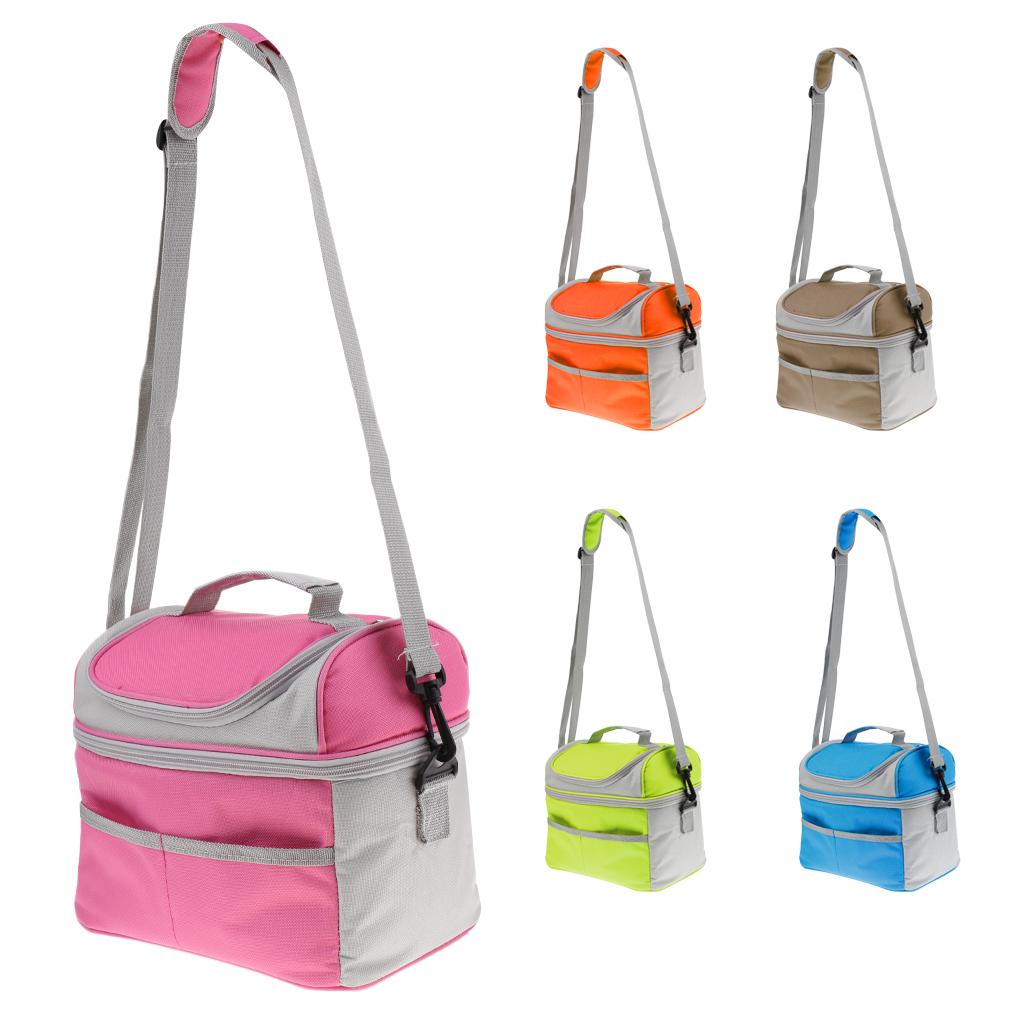 Insulated Thermal Bag 2-layer Picnic Lunch Box Portable Cooler Tote Khaki