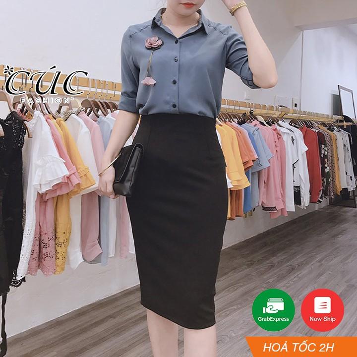 Chân váy nữ bút chì công sở dáng dài co giãn 4 chiều Cúc Fashion CV190 đầm cao cấp