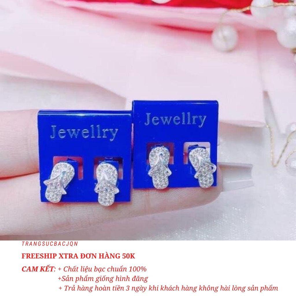 Bông tai nữ bạc đôi dẹp bạc xinh xắn ms16