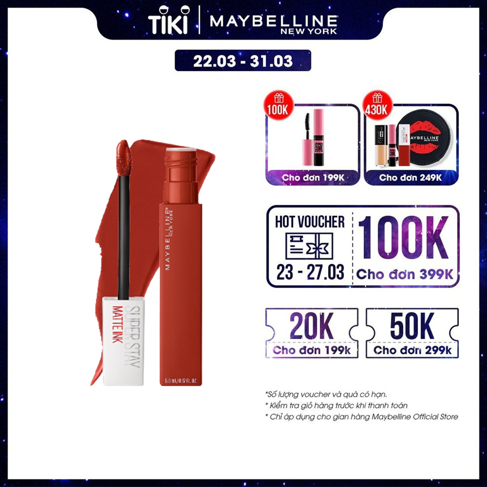 Son Kem Lì 16h Lâu Trôi Maybelline New York Super Stay Matte Ink Lipstick 5ml