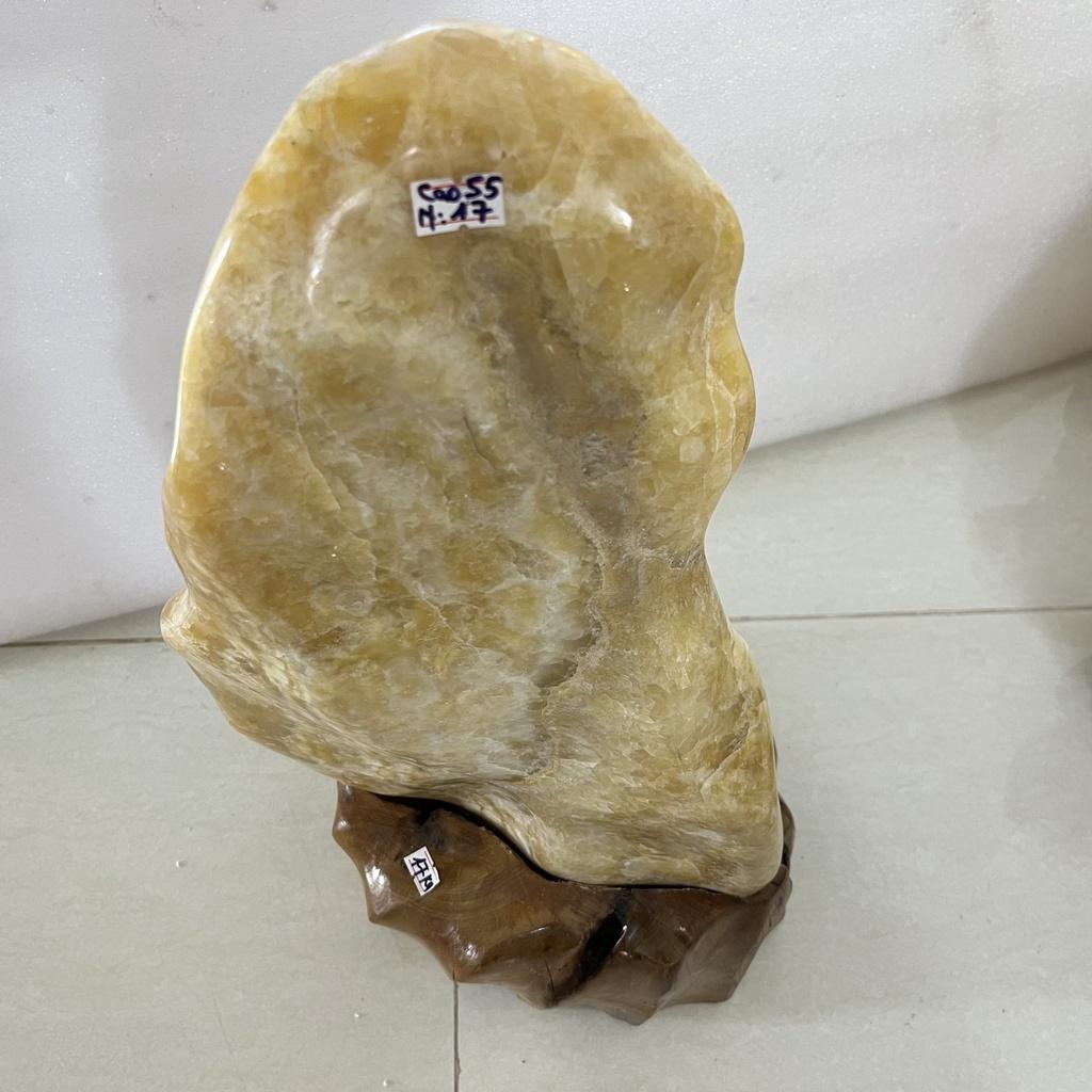 Cây đá, trụ đá để bàn tự nhiên màu Trắng Ngà xuyên sáng cao 55 cm nặng 17 kg cho người mệnh Kim và Thổ