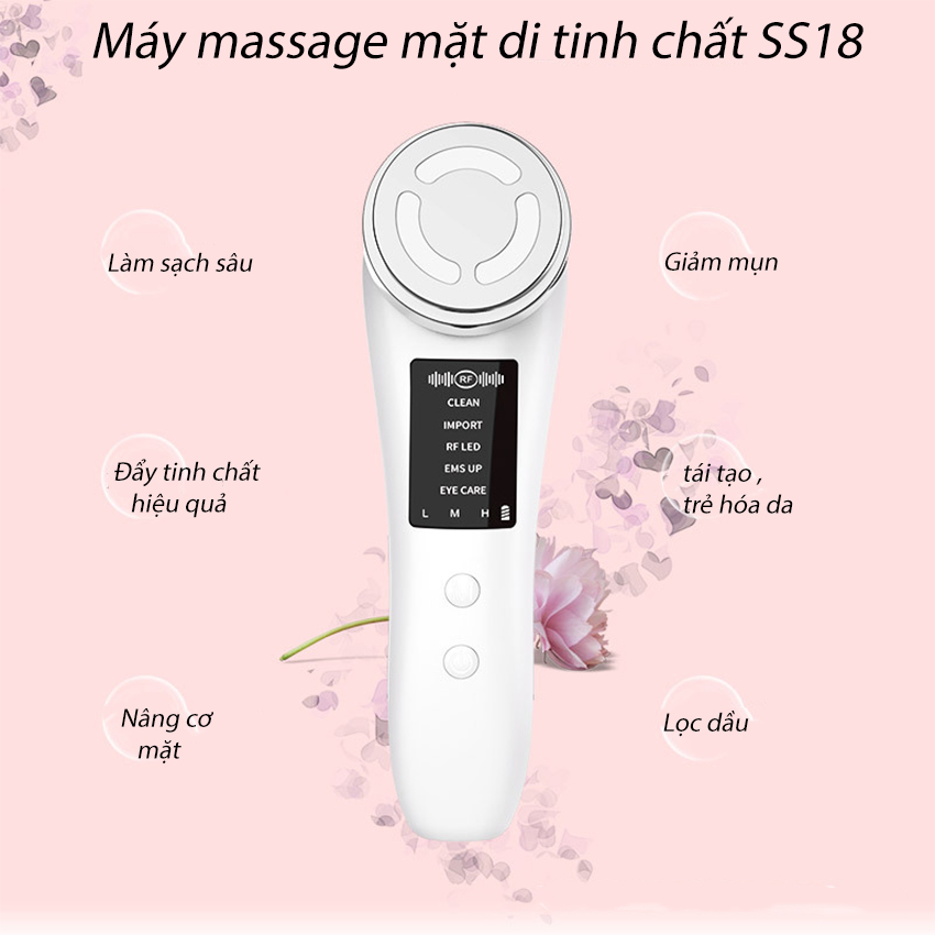 Máy đẩy tinh chất Ion âm nóng lạnh SeaSy SS18 giúp ngăn ngừa mụn, hỗ trợ nâng cơ mặt và tái tạo da-Hàng Chính Hãng