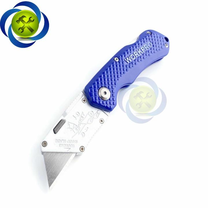 Dao rọc cáp Workpro W011018 loại xếp gấp lại cán xanh