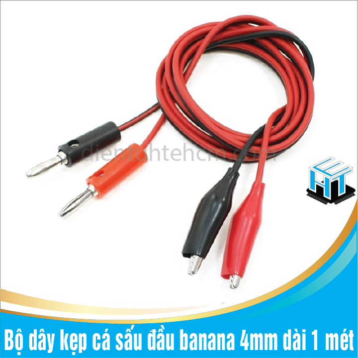 Bộ dây kẹp cá sấu đầu banana 4mm dài 1 mét