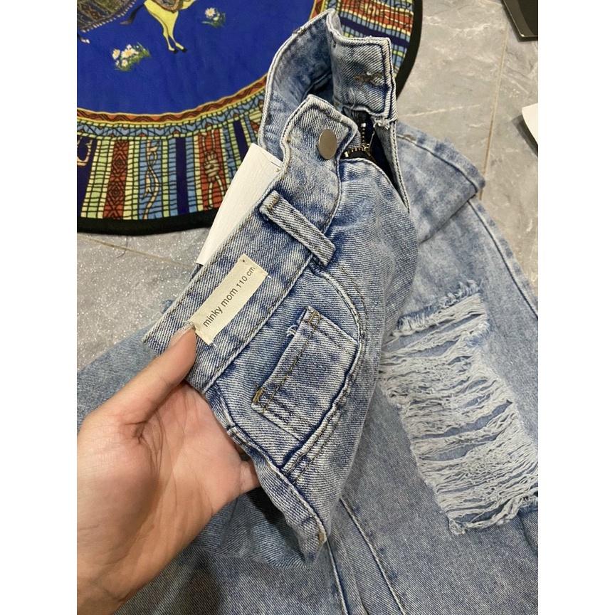 Quần Jeans Nữ Ống Rộng Rách 2 Gối Dáng Suông