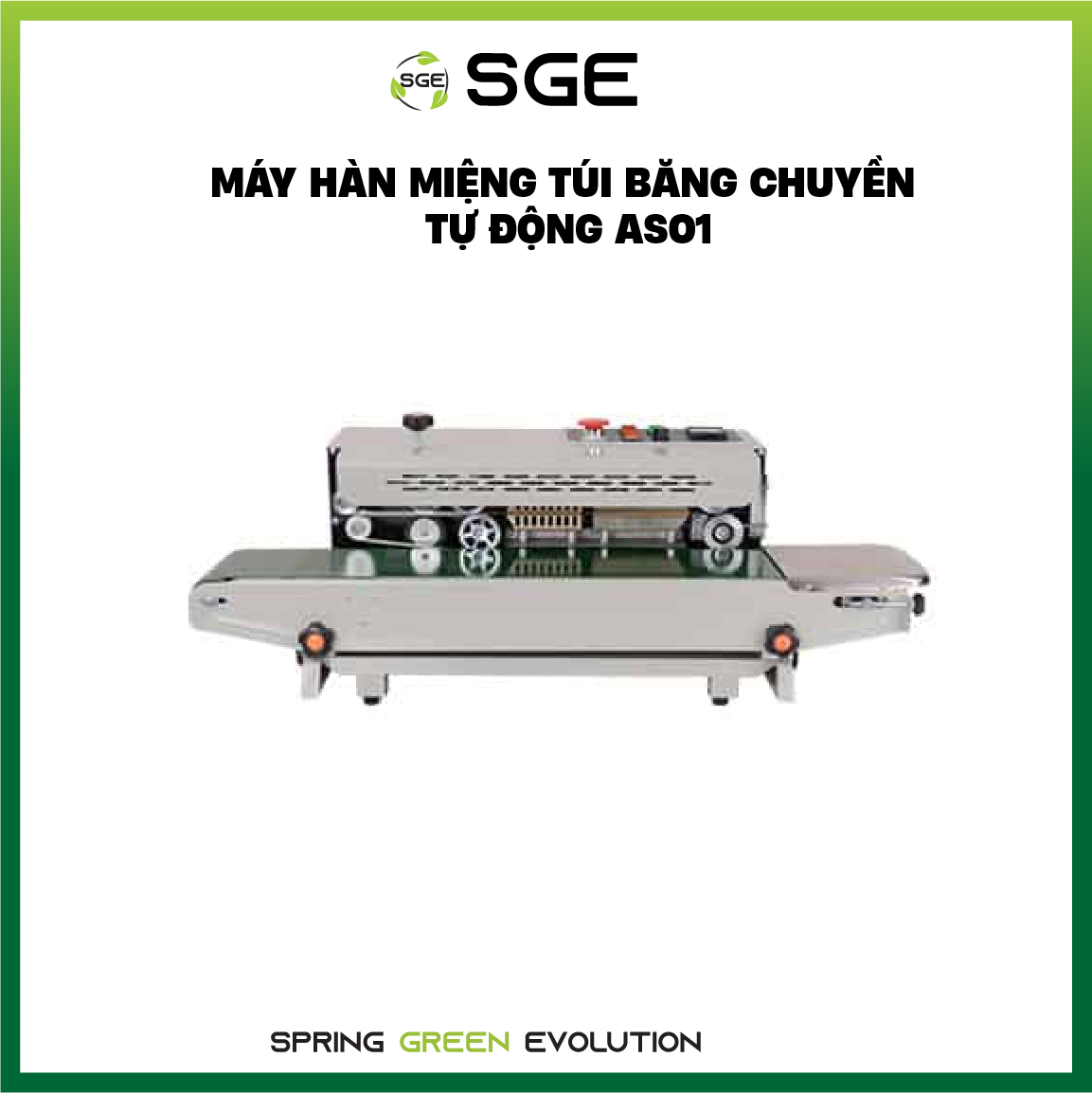 Máy hàn miệng túi tự động AS01. Đây là dòng máy tiết kiệm nhân công với hiệu suất làm việc cao, có thể điều chỉnh tốc độ băng chuyền, có thể tùy chỉnh nhiệt độ hàn cho phù hợp với từng loại nguyên liệu. Hàng chính hãng Thái Lan