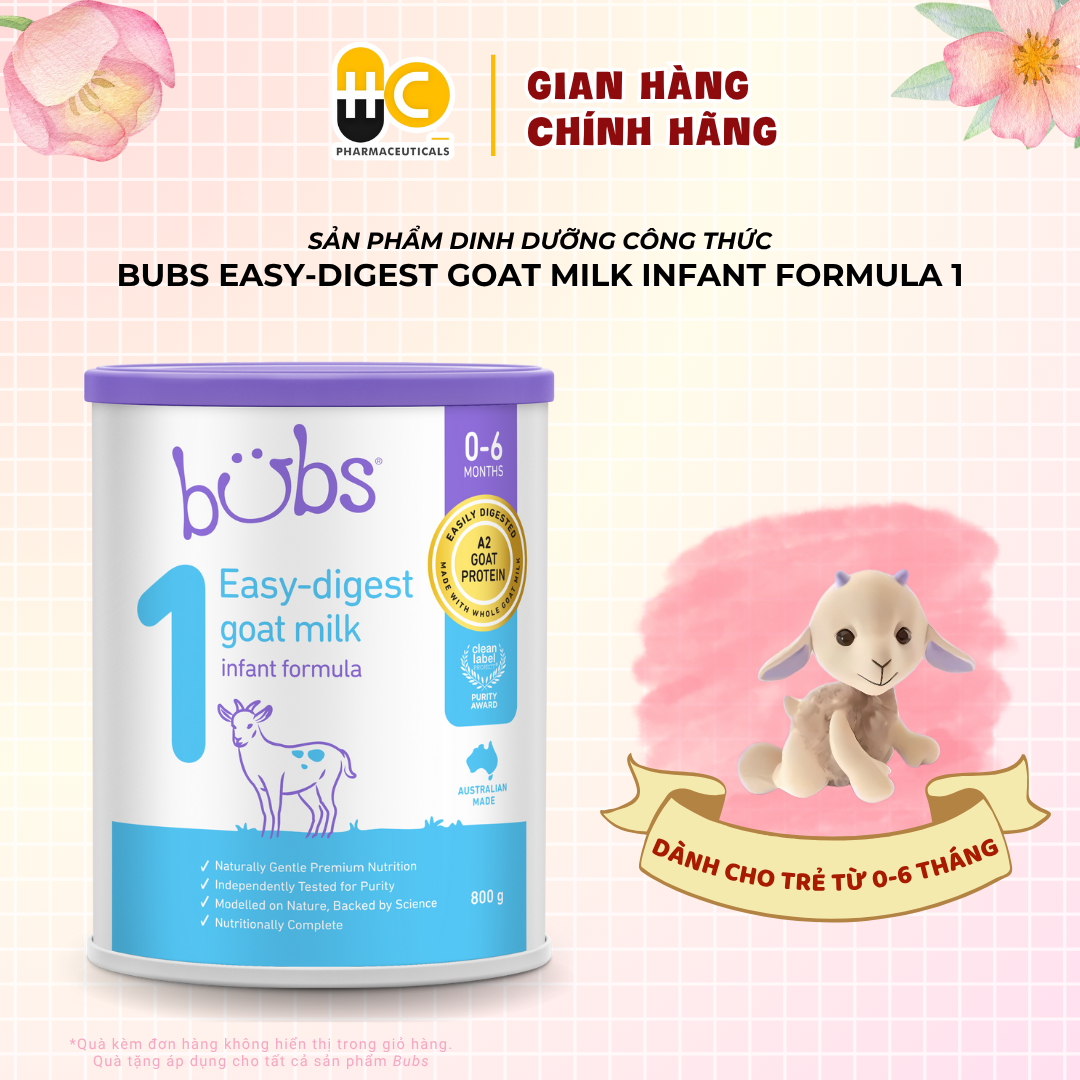 Sản phẩm dinh dưỡng công thức Bubs Easy-digest Goat Milk Infant Formula 1 (0–6 tháng)