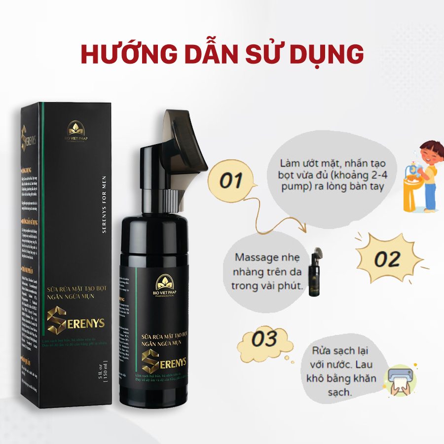 Combo 2 chai sữa rửa mặt tạo bọt ngăn ngừa mụn Serenys 150ml