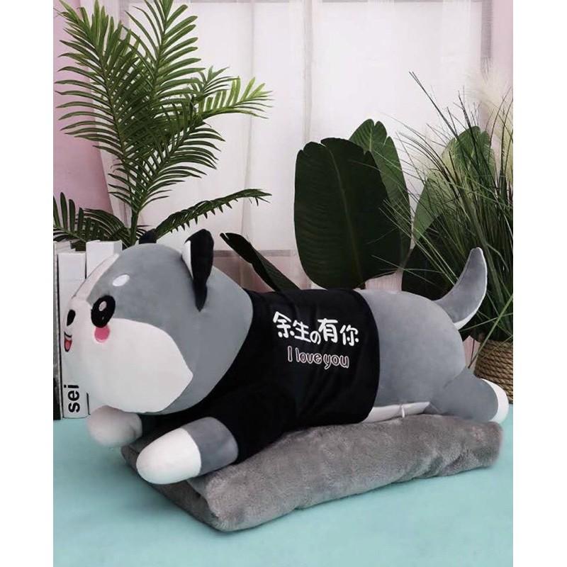 Bộ chăn gối 2 in 1 hình thú chất miniso cao cấp, sờ cực mịn tay