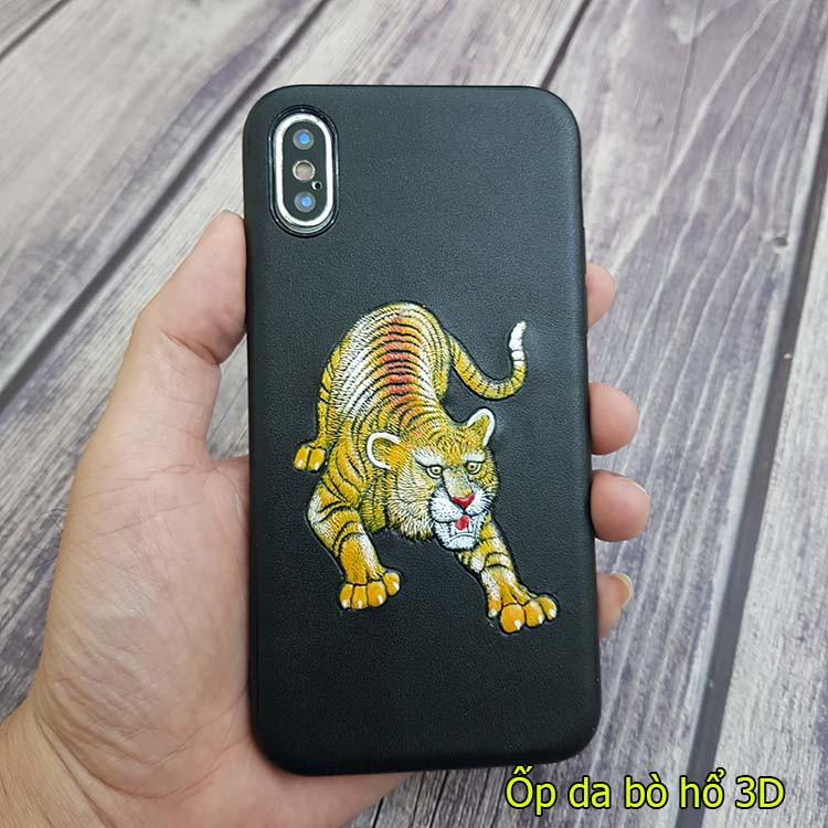 Ốp lưng da dành cho iphone 11 pro max / 11 da bò cao cấp hình rồng hổ nổi 3D