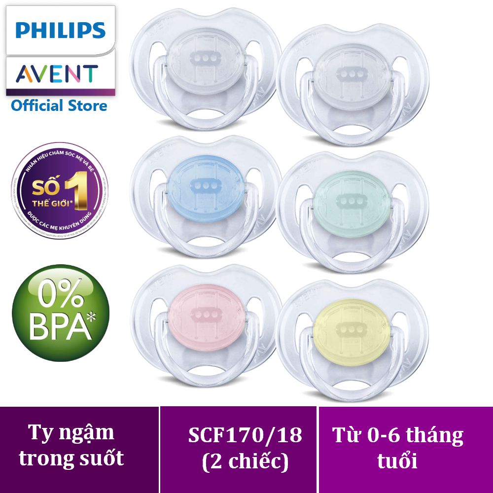 Ty ngậm trong suốt Philips Avent cho bé từ 0-6 tháng tuổi 170.18