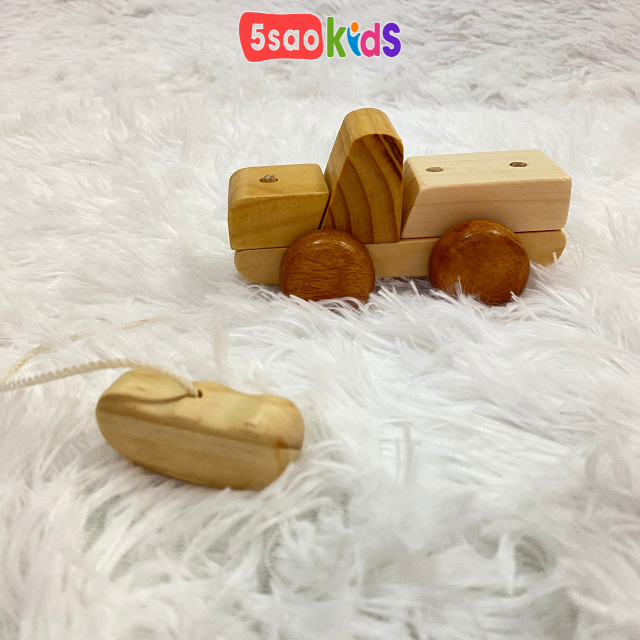 Ô tô lắp ghép mini bằng gỗ - 5saokids