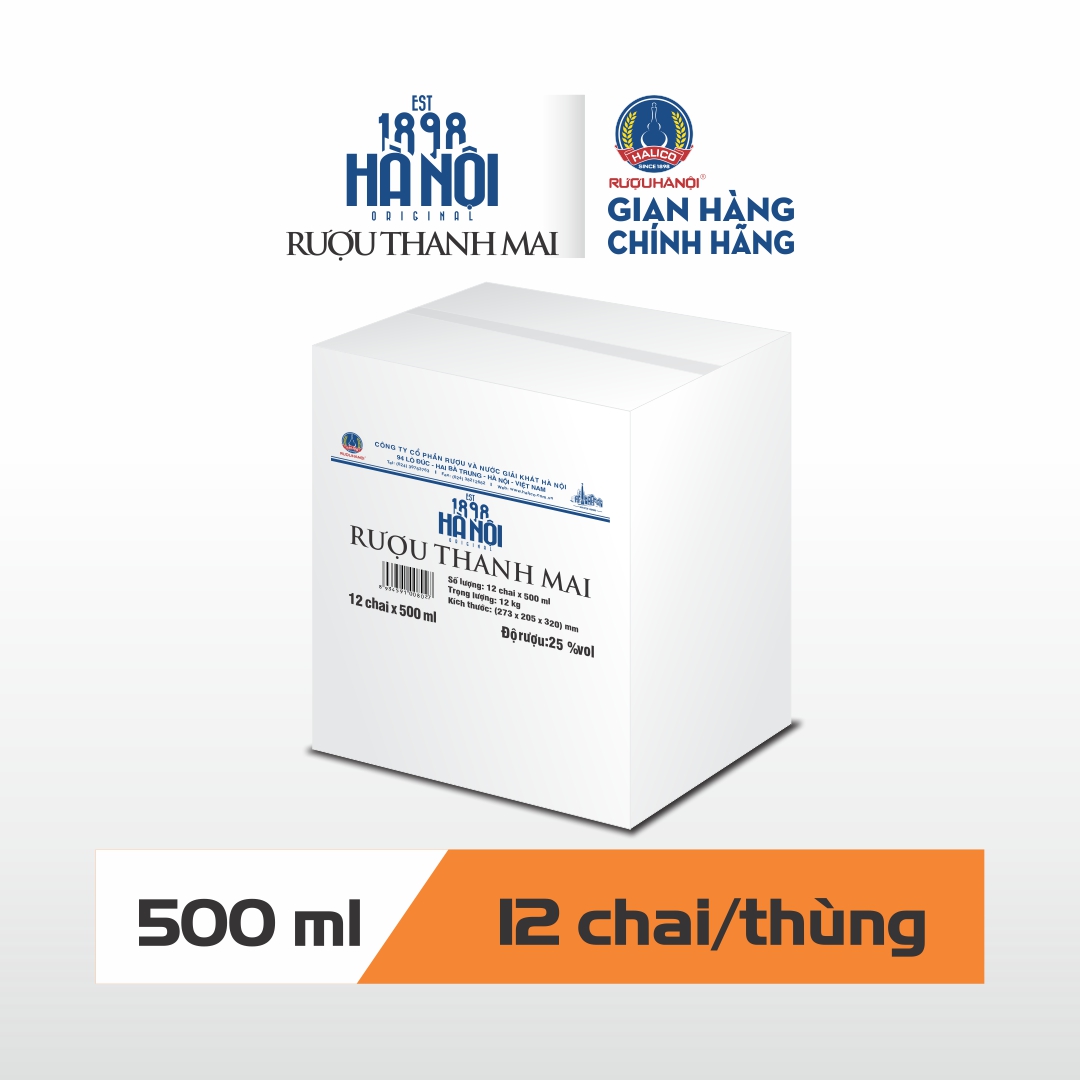 Rượu trái cây HALICO vị thanh mai nồng độ 25% chai 500ml không kèm hộp