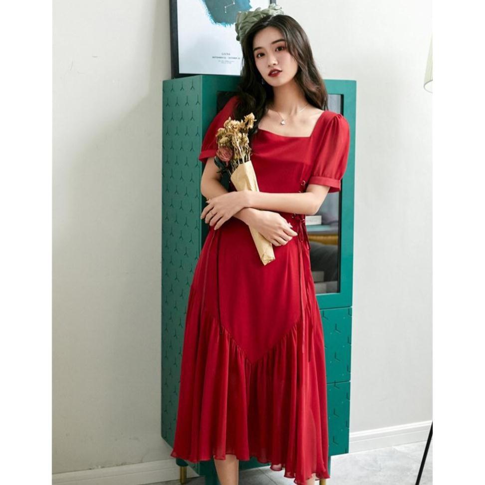 Đầm Đỏ Dây Đan Hepburn - phong cách Retro - Hàng Cao Cấp