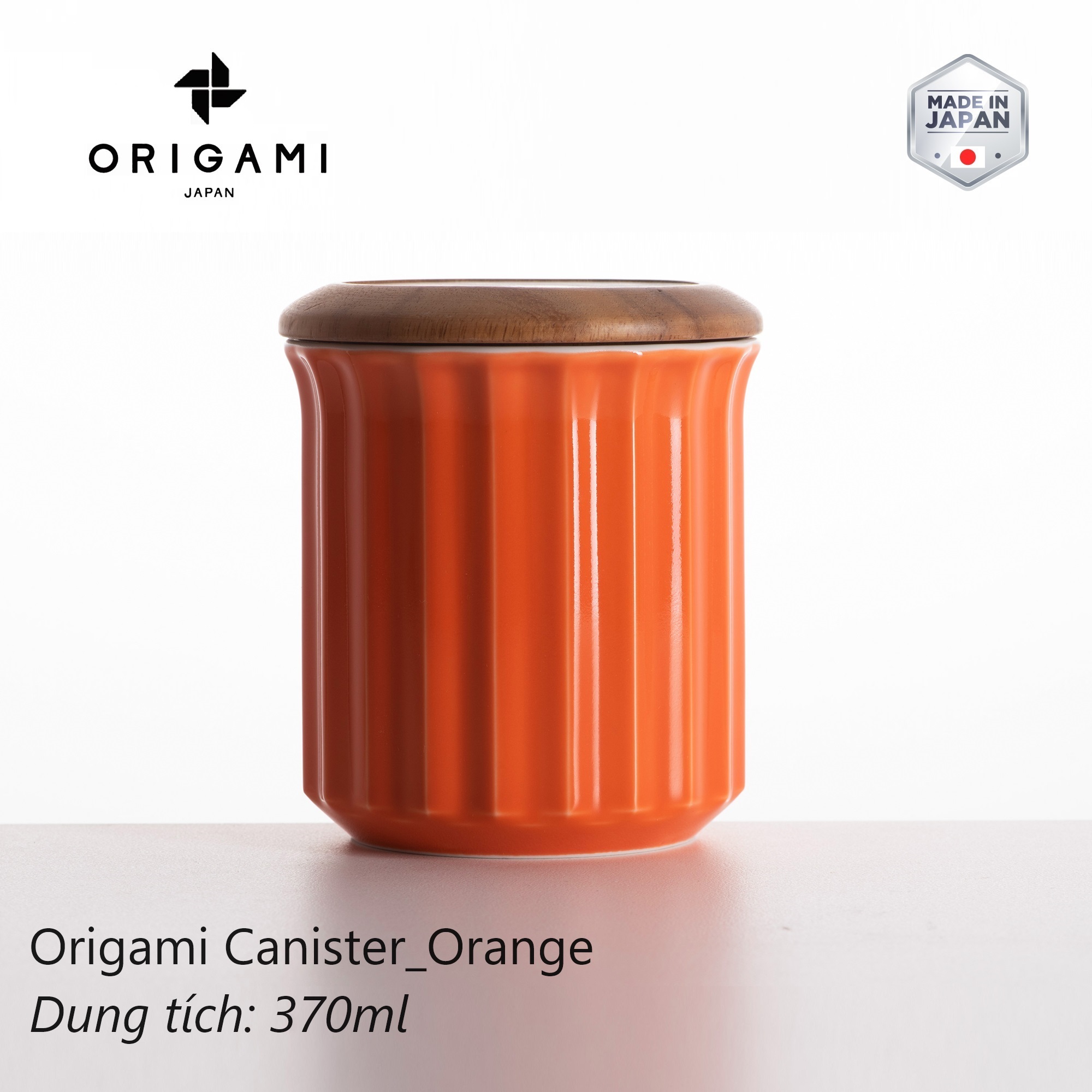 Hũ lọ sứ nắp gỗ Origami đựng cà phê trà 370ml