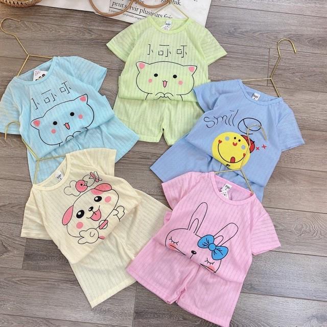 Bộ cotton giấy cộc tay, ngắn tay màu cho bé trai, bé gái, hàng loại 1, size 3-15kg