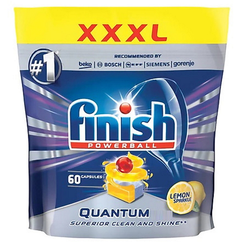 Túi 60 viên rửa chén Finish Quantum Dishwasher Tablets PTT025459 - viên rửa bát finish 60V hương táo nhập khẩu ba lan