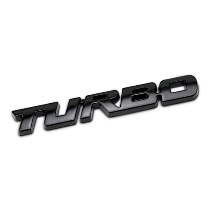 Decal tem chữ Turbo inox dán trang trí thân xe hoặc đuôi ô tô