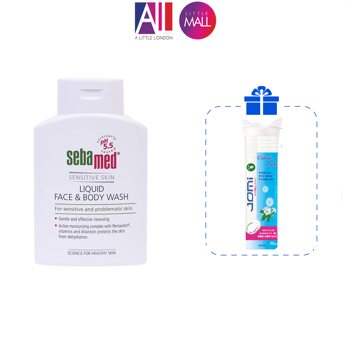 Sửa rửa mặt và tắm toàn thân cho da nhạy cảm Sebamed pH 5.5 Sensitive Liquid Face & Body Wash TẶNG bông tẩy trang Jomi/Ampoule chống lão hóa Martiderm (Nhập khẩu) - Phần 1