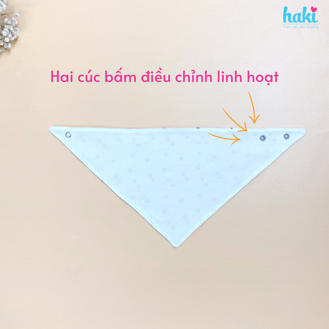 Khăn yếm tam giác, yếm Cotton 100%, yếm dãi cho bé trai bé gái thoáng mát, thấm hút cực nhanh HAKI YEM01