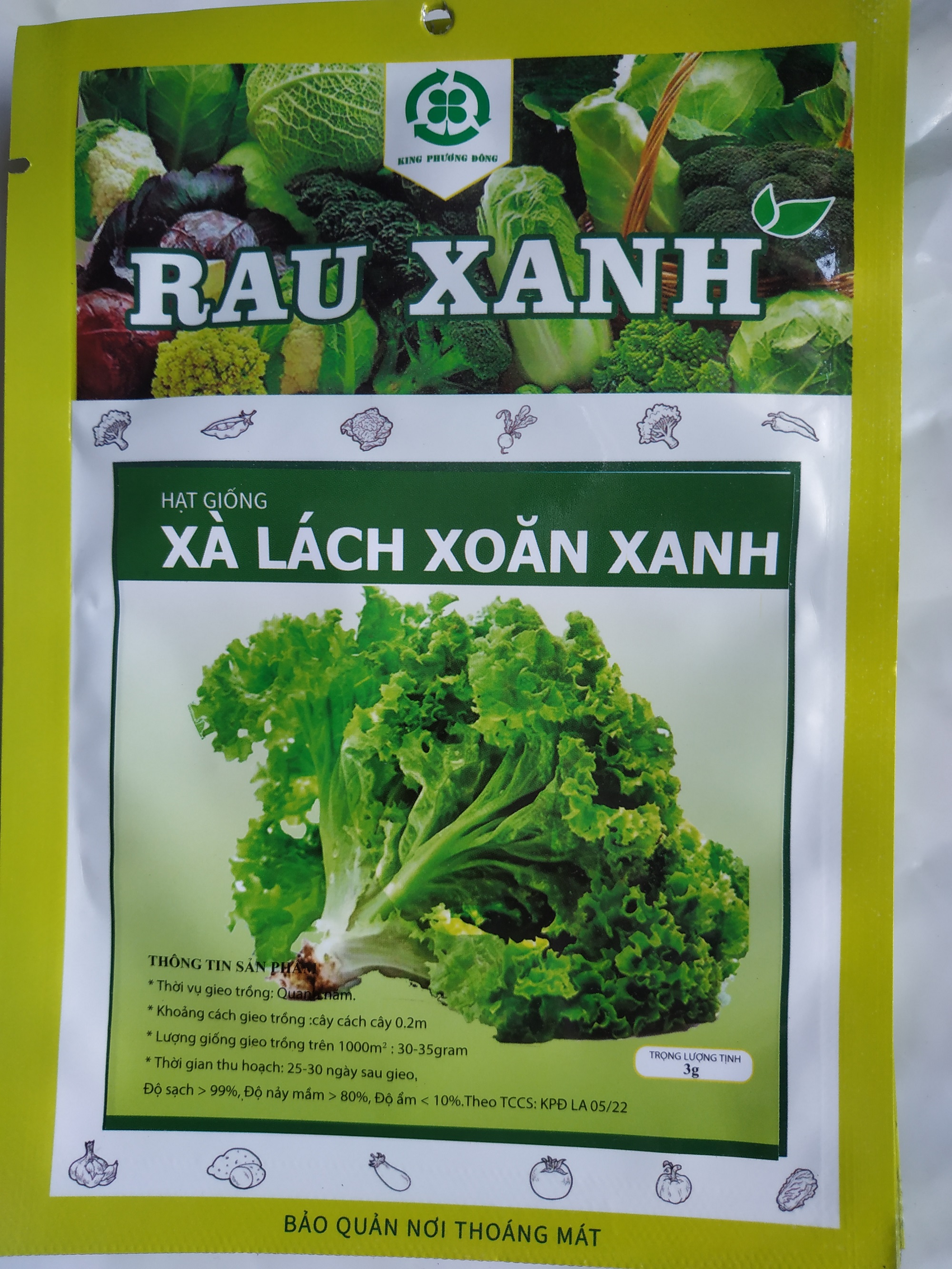 Hạt giống XÀ LÁCH XOĂN XANH - gói 3 gram