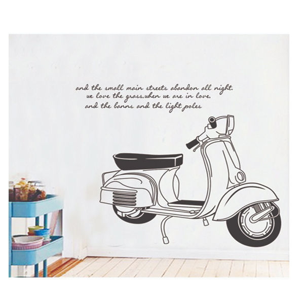 Decal Dán Tường Xe Vespa PK398 (60 x 90 cm)