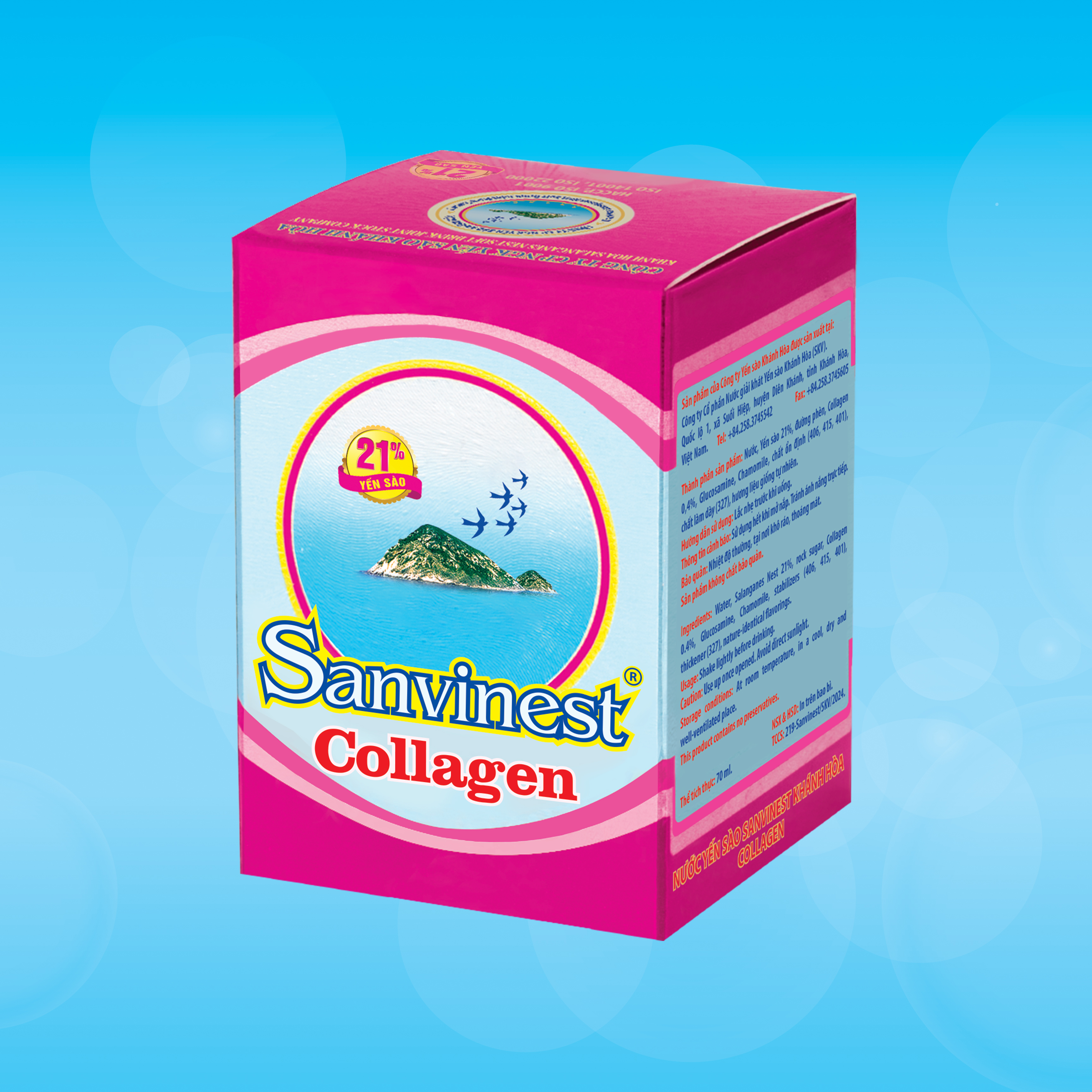 [Combo 15 lọ] Nước Yến sào Sanvinest Khánh Hòa Collagen lọ 70ml - S209