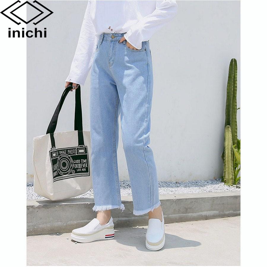 Quần jean nữ INICHI Q714 xanh trơn chất đẹp
