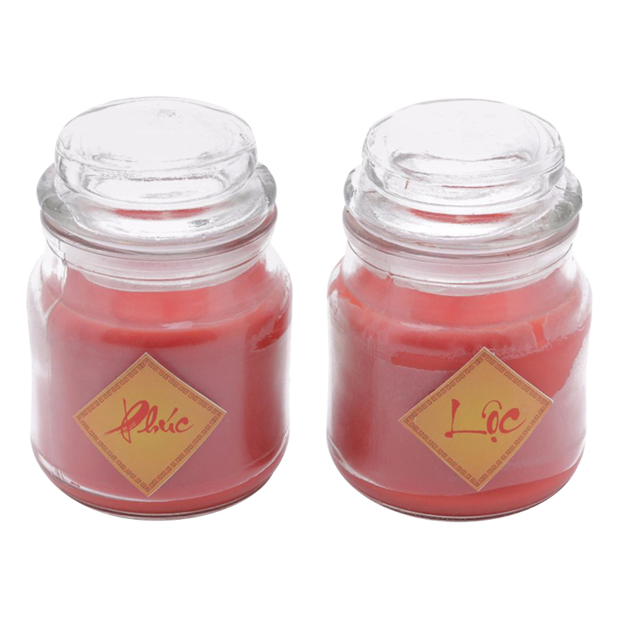 Bộ Nến Thơm Lộc Xuân Chữ Phúc - Lộc Quang Minh Candle D6H9 - Đỏ