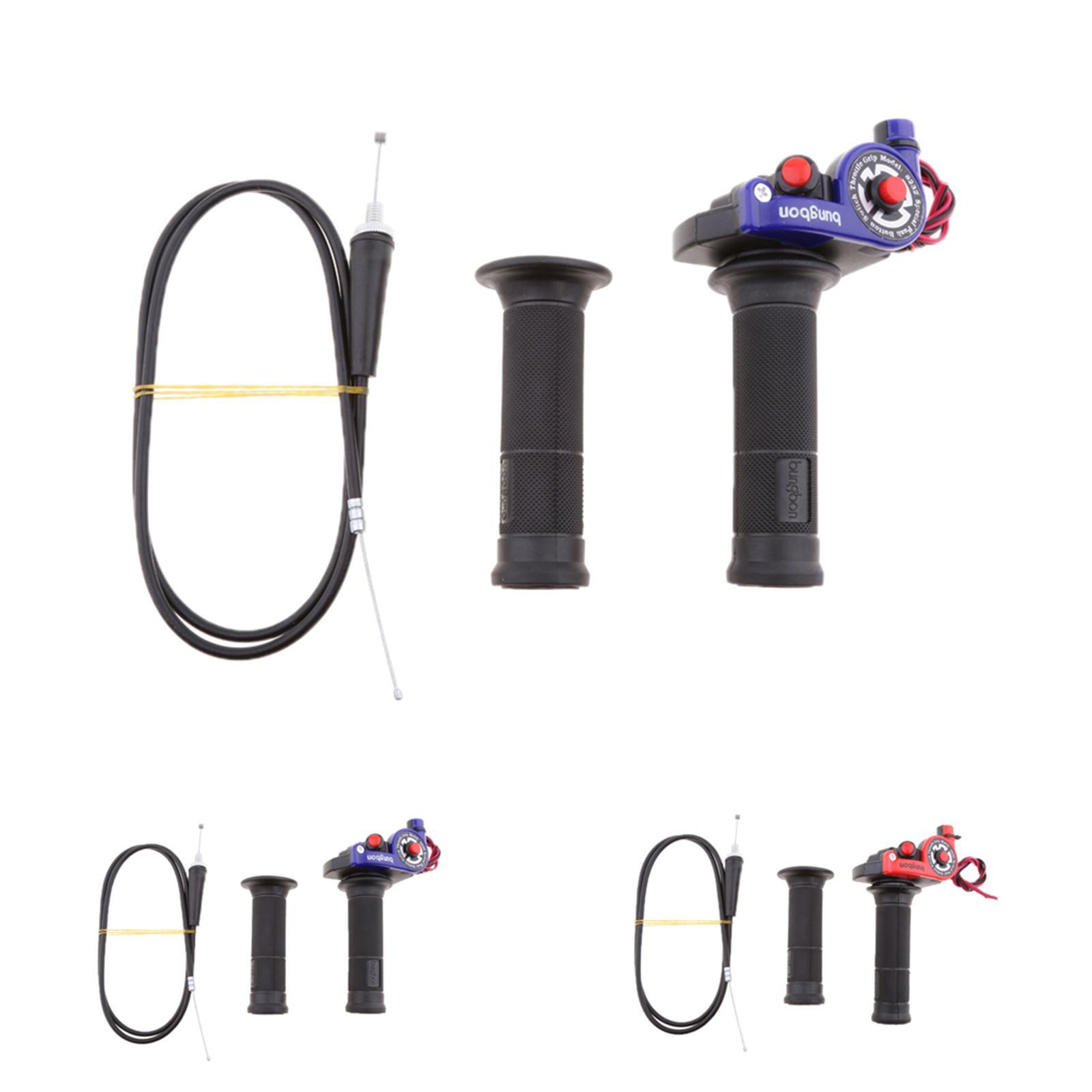 Motorcycle Motorbike Quick Turn Throttle Grip Cable Kill Start Switch Blue