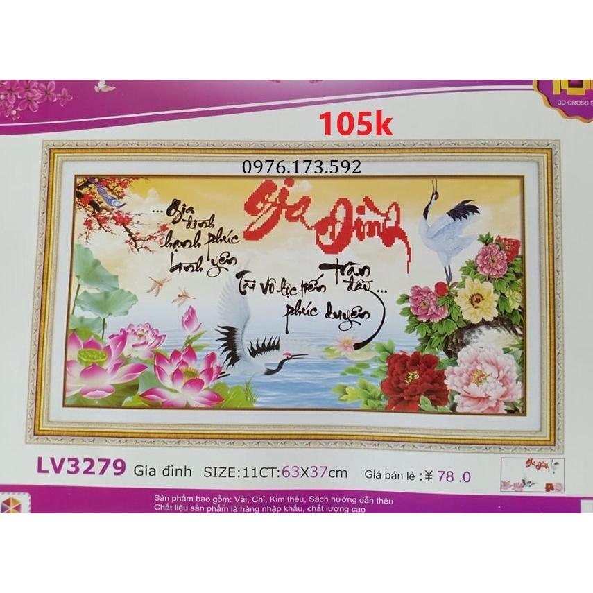 Tranh thêu chữ thập Gia Đình LV3279-63x37cm