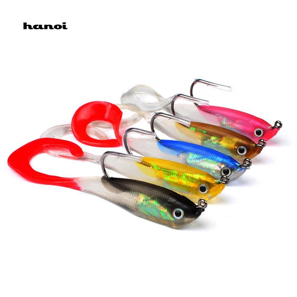 Set 5 Mồi Giả Nhử Cá 10Cm Bằng Nhựa Mềm Gắn Kèm Móc Câu