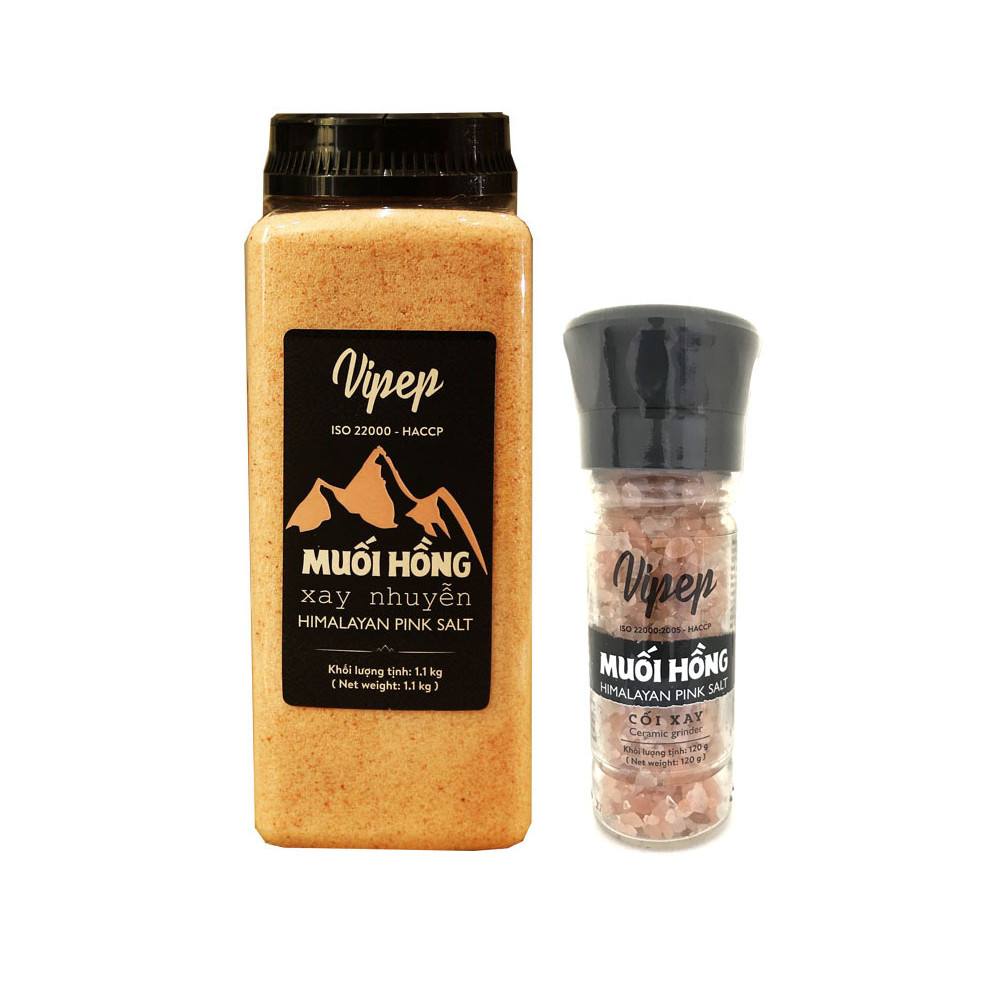 Muối Hồng Himalaya Vipep Xay 1.1kg Tặng Cối Xay Ceramic