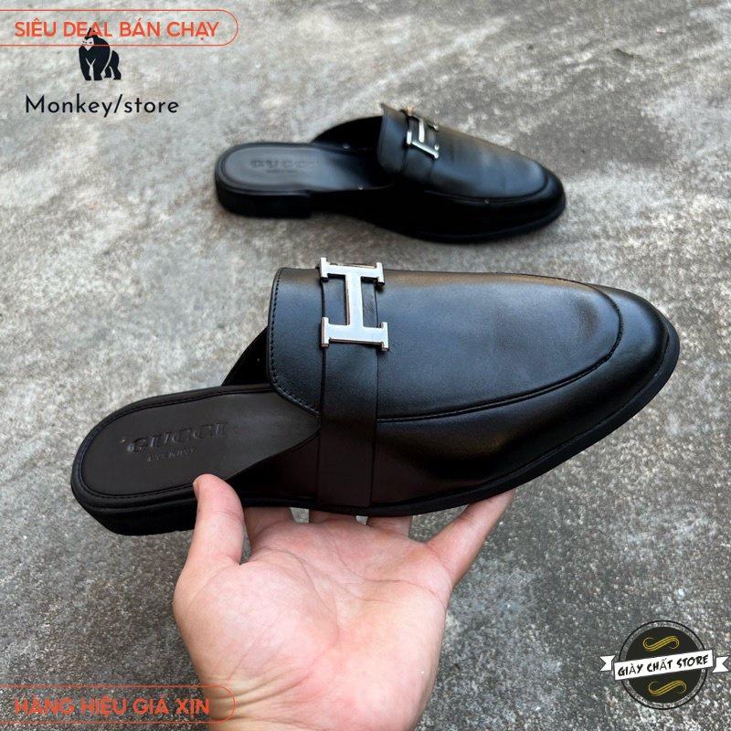 Giày sục nam, sục nam chữ H - Da Pu 100%, fulbox B2