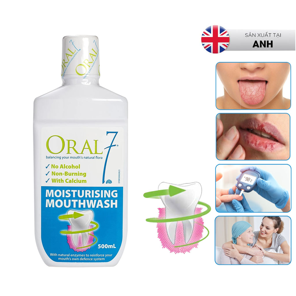 Nước súc miệng giữ ẩm Oral7 Moisturising Mouthwash 500ml - Nhập khẩu từ Anh Quốc