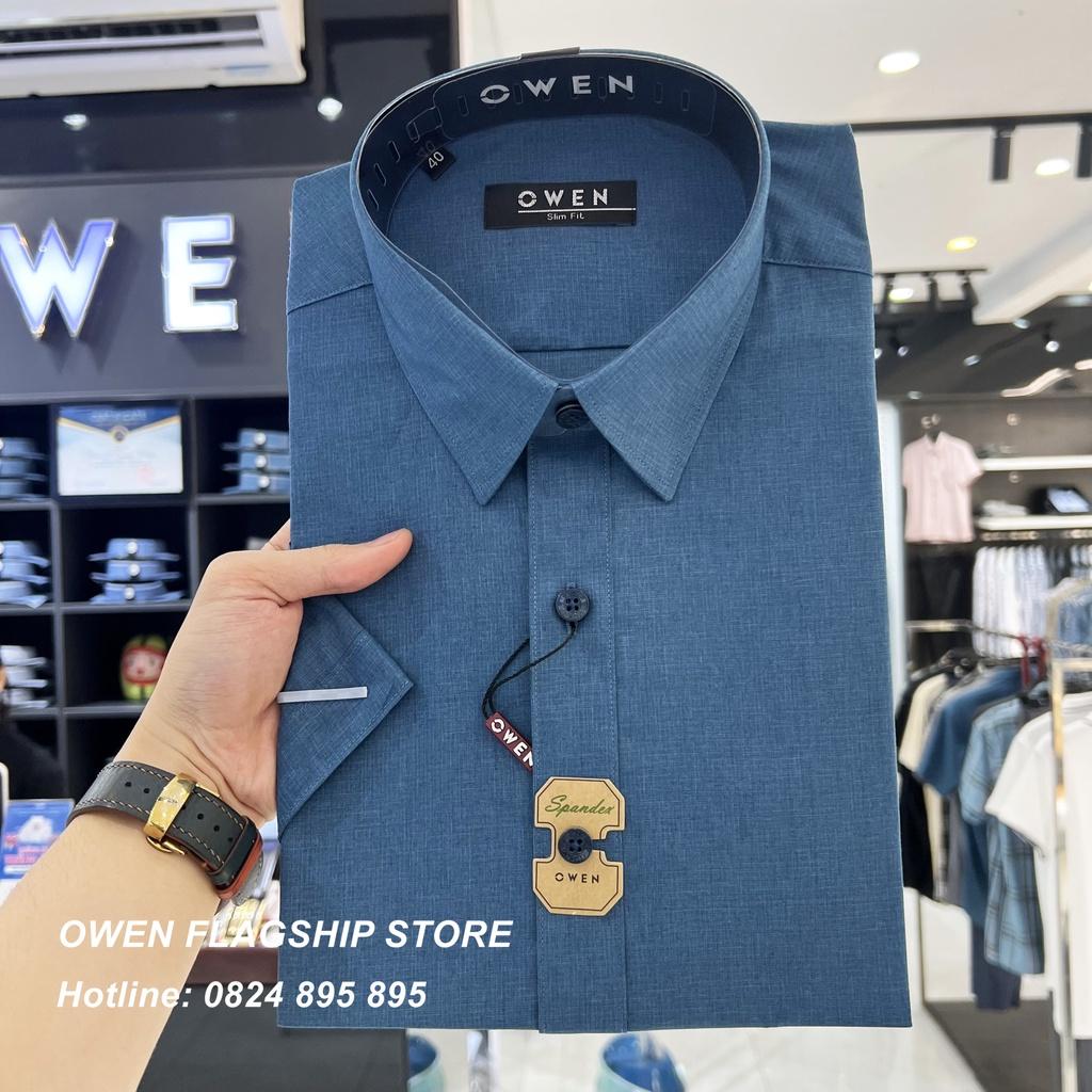 Áo Sơ mi Owen nam ngắn tay dáng Slimfit sợi Bamboo cao cấp mềm mịn mát AS230187N