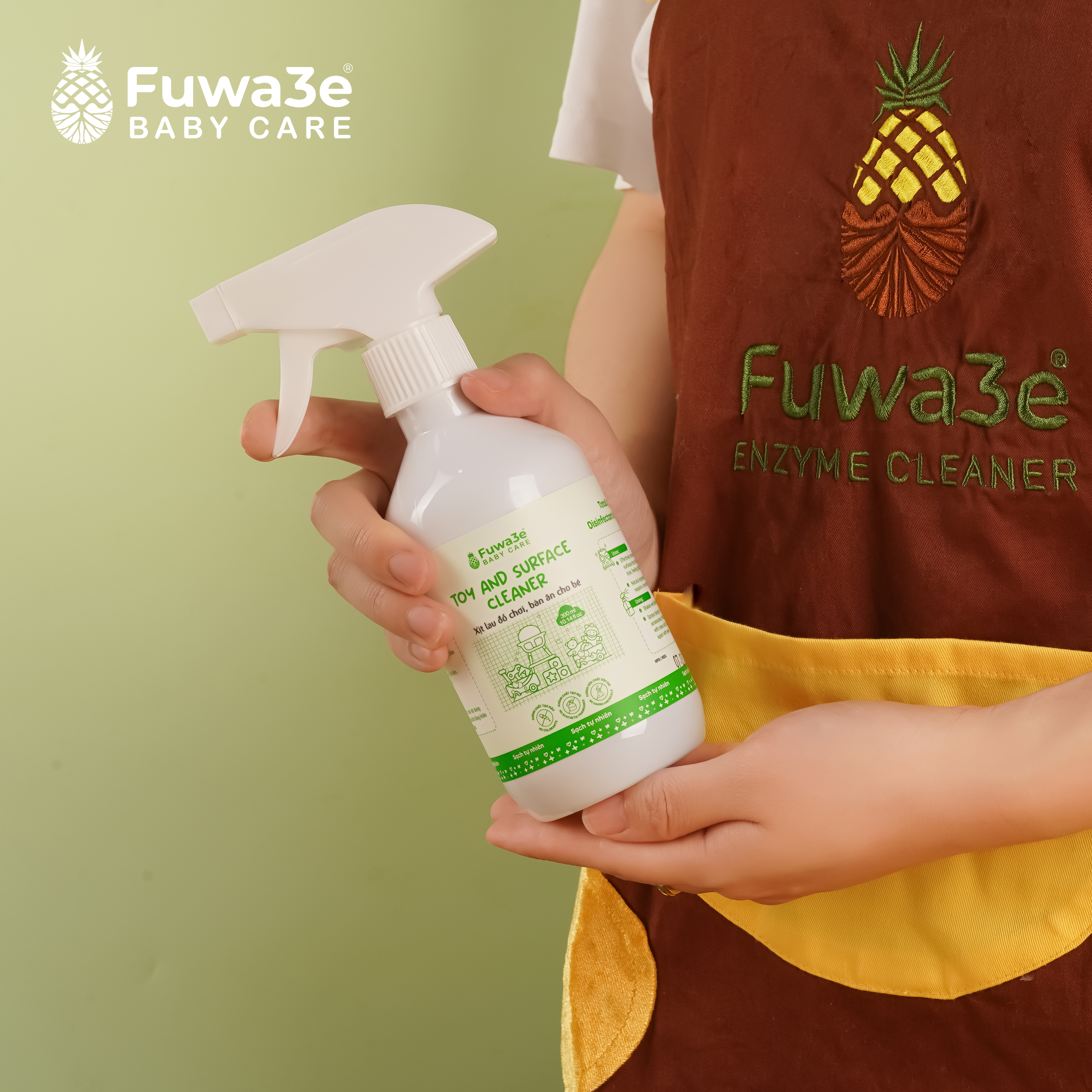 Xịt lau rửa đồ chơi diệt khuẩn hữu cơ an toàn lành tính fuwa3e lau bàn ăn dặm lên men từ dứa 300ml
