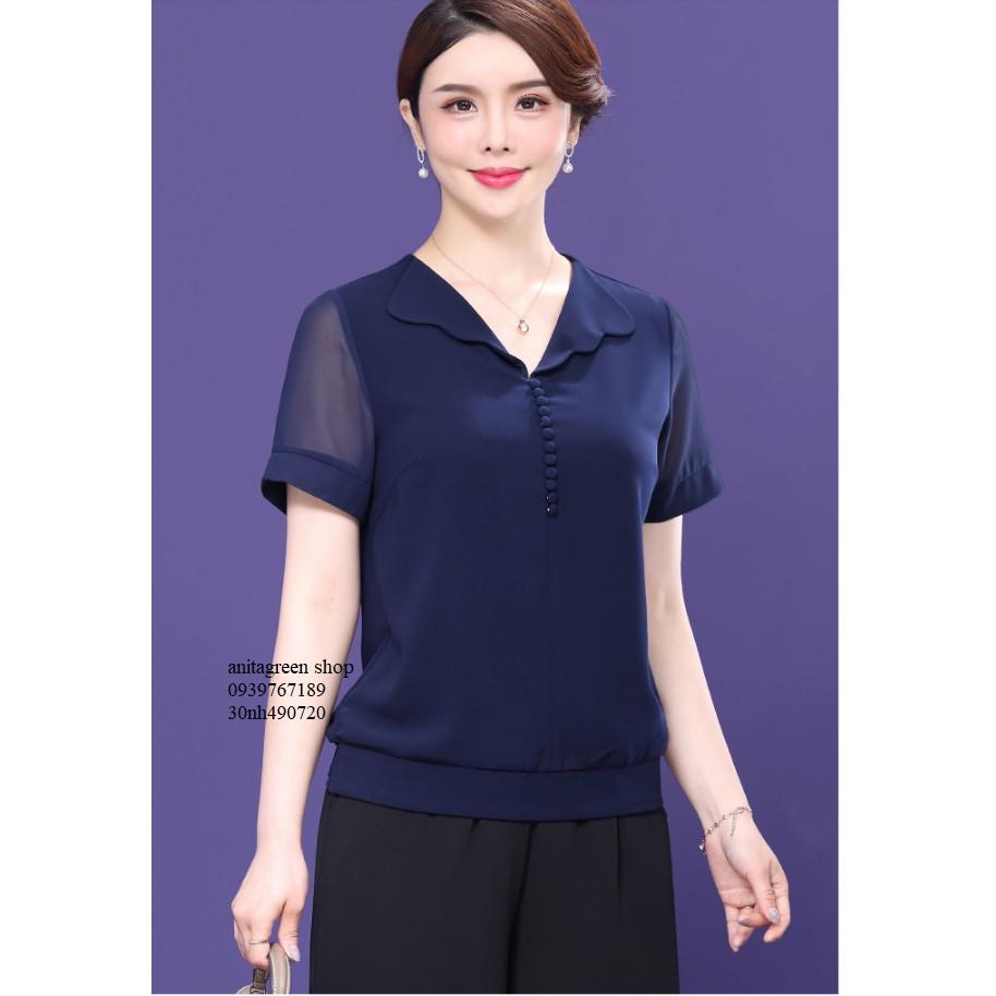 nh490720-ÁO KIỂU QUÝ CÔ TAY NGẮN (thoi trang anitagreen)